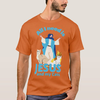 Jesus och min Cats Christian Humor Roligt T Shirt