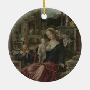 Jesus och Mor Mary Amamning Julgransprydnad Keramik
