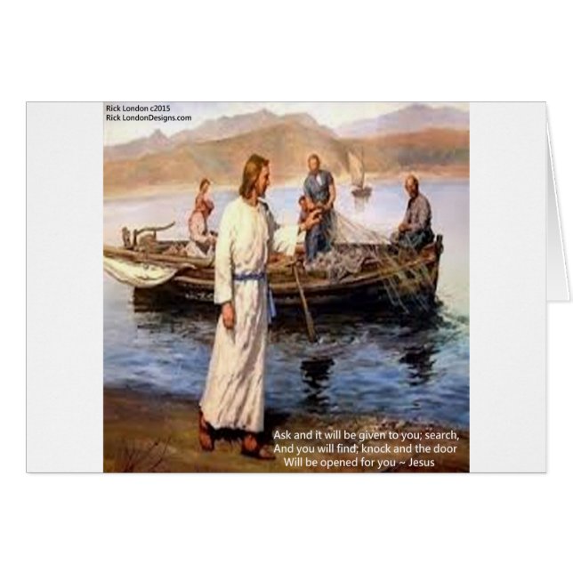 Jesus och öppna dörrsoffert hälsningskort (Framsidan Horizontal)