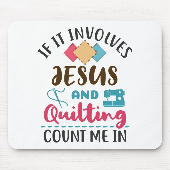 Jesus och Quilt Cute Quilter Say Musmatta (Framsidan)