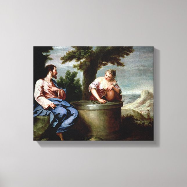 Jesus och Samaritan Woman Canvastryck (Framsida)