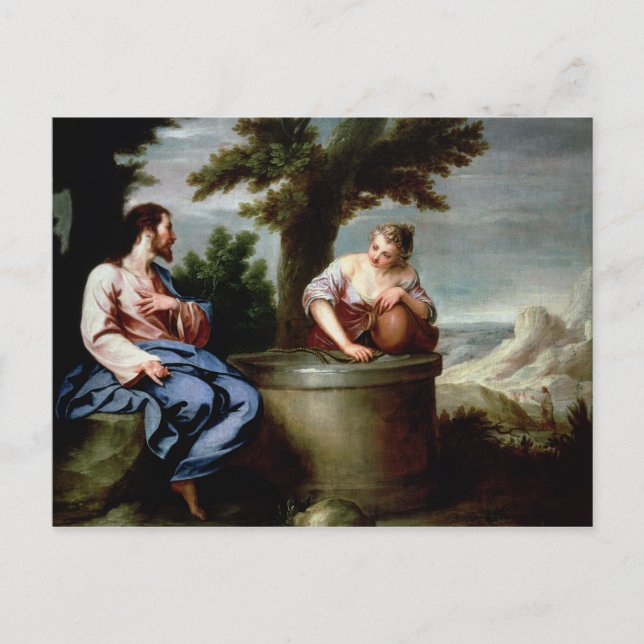 Jesus och Samaritan Woman Vykort (Framsida)