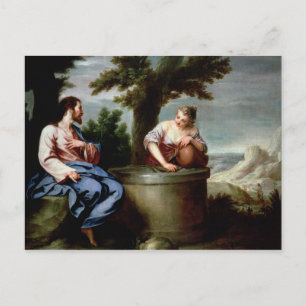 Jesus och Samaritan Woman Vykort