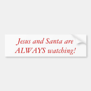 Jesus och Santa hållande ögonen på bildekal
