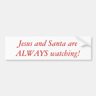 Jesus och Santa hållande ögonen på bildekal