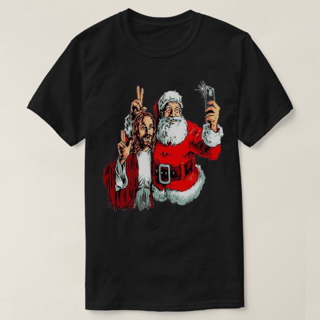 Jesus och Santa selfie T Shirt (Design framsida)