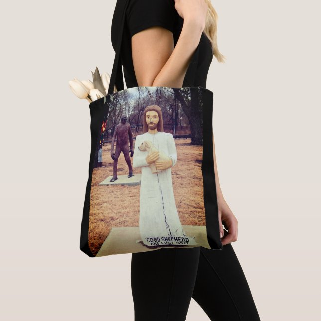 Jesus och Sasquatch Tygkasse (Närbild)