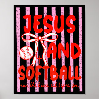 Jesus och Softball Coquette Game Day Softball Mamm Poster