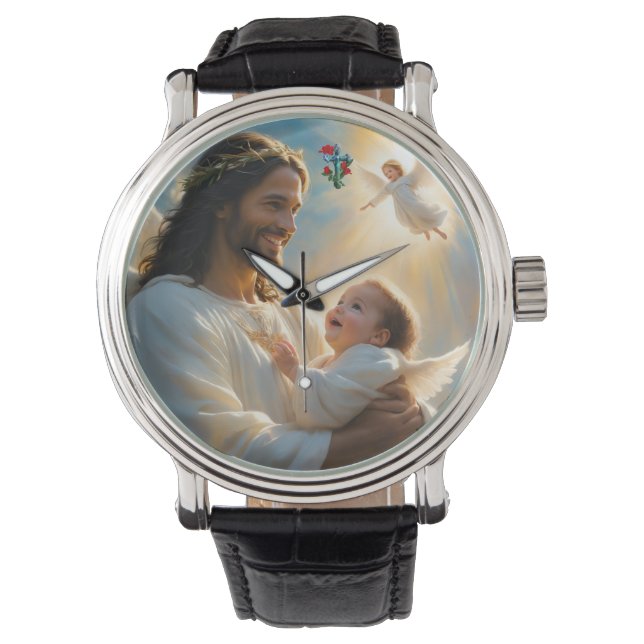 Jesus och spädbarnängel  armbandsur (Framsida)