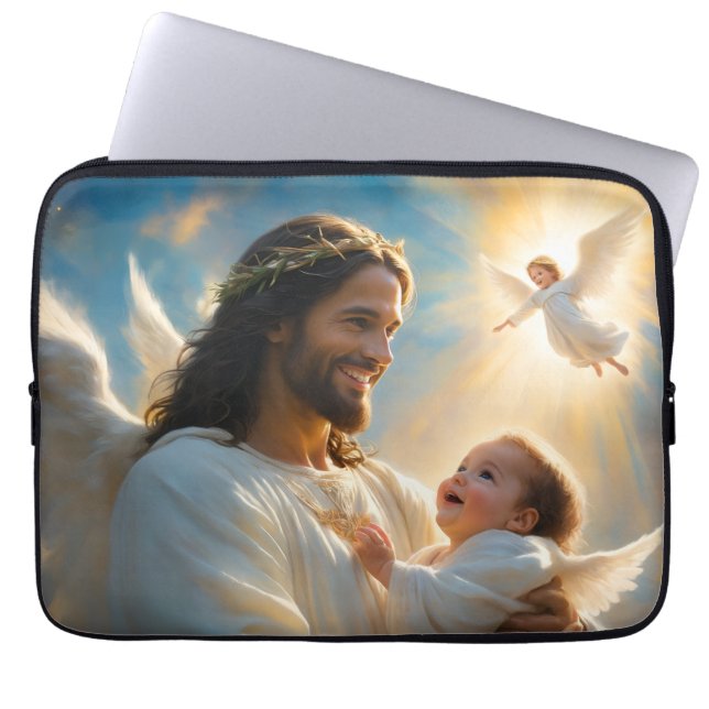 Jesus och spädbarnsängel laptop fodral (Framsidan)