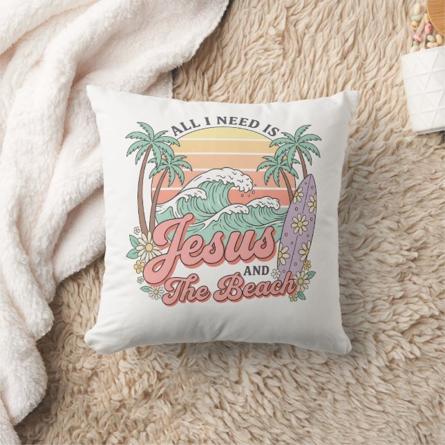 Jesus och strand Kuddthrow Kudde (Filt)