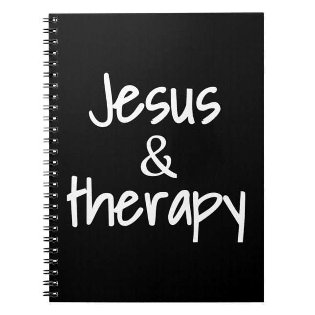 Jesus och Therapy Christian Humor för Christian Co Anteckningsbok (Framsidan)