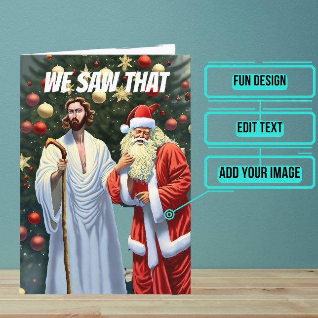 Jesus och Tomten ogillar den vackra Helgdag Kort (Share your love this year with a Holiday greeting card using a fun design.)