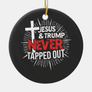 Jesus och Trump gav aldrig upp Julgransprydnad Keramik