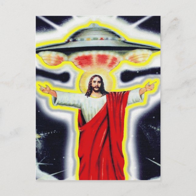 Jesus och UFO Vykort (Framsida)