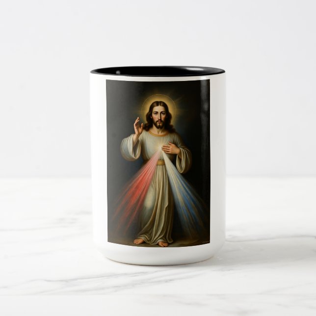 Jesus of the Divine Mercy Coffee Mug Två-Tonad Mugg (Center)