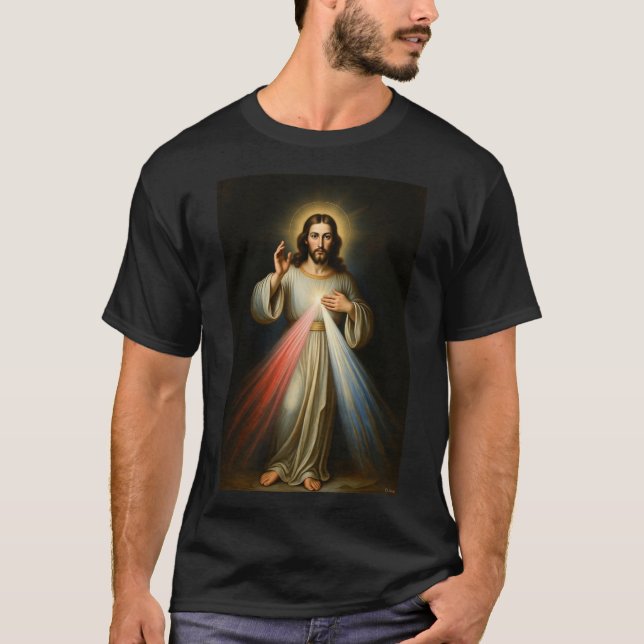 Jesus of the Divine Mercy Men's Tee Shirt (Framsida)
