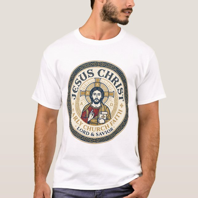 Jesus ökenfäder antikt kristet t-shirt tryck (Framsida)
