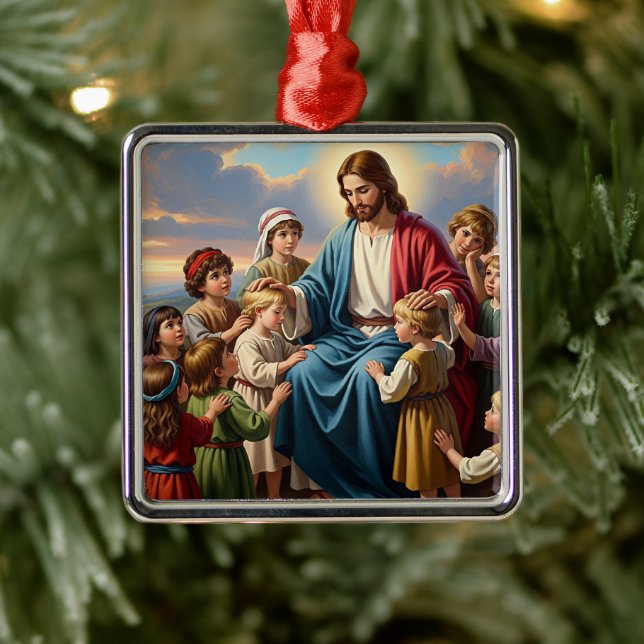 Jesus omgiven av barn julgransprydnad metall (Träd)