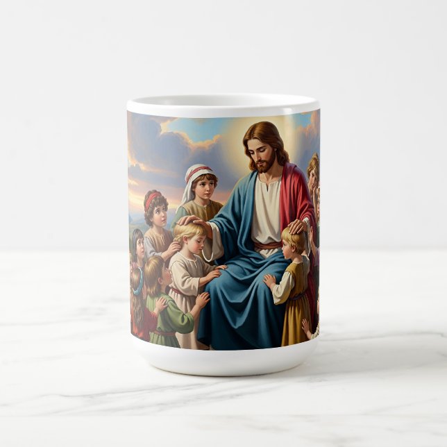 Jesus omgiven av barn kaffemugg (Center)