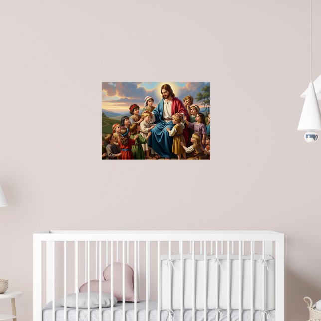 Jesus omgiven av barn poster (Barnkammare 2)