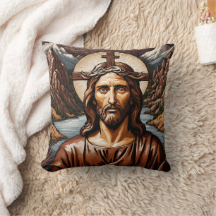 Jesus omgiven av berg och flod kudde