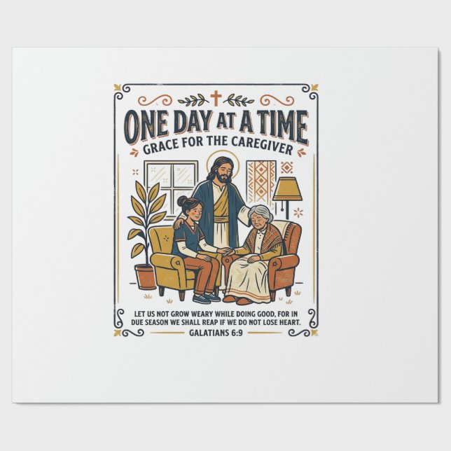 Jesus Omsorg Gående Åldrande Föräldrar Grafisk T-S Presentpapper (Platt)