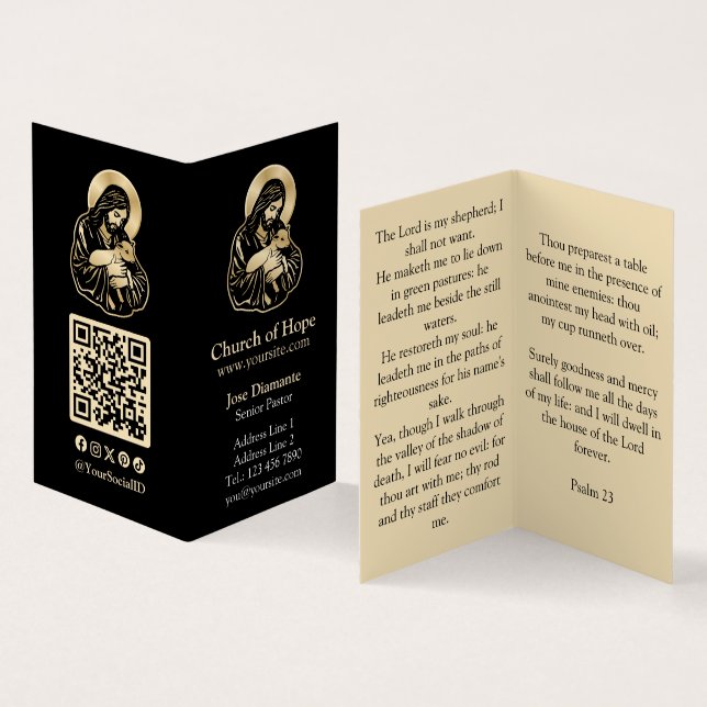 Jesus Omsorgsfull Herde Vertikal AffärsKort Visitkort (In- och utsida)