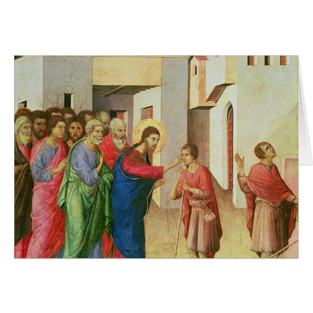 Jesus öppnar ögonen av en född blind för man, 1311 hälsningskort (Framsidan Horizontal)