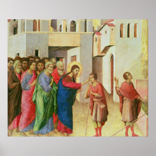 Jesus Öppnar Ögonen på en Man Born Blind, 1311 Poster