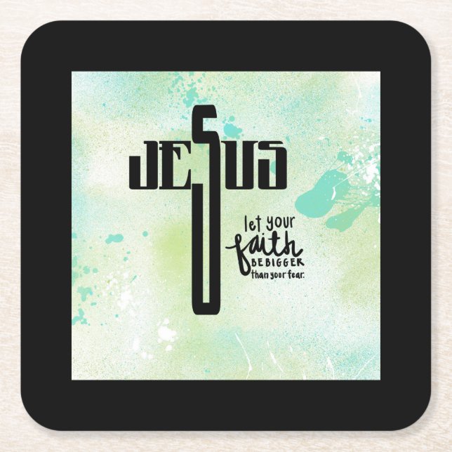 Jesus Ord Art Underlägg Papper Kvadrat (Framsidan)