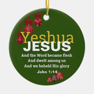 JESUS ORD BECAME FLESH Jul Baubles GRÖNT Julgransprydnad Keramik