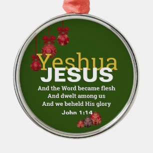 JESUS ORD BECAME FLESH Jul Baubles GRÖNT Julgransprydnad Metall