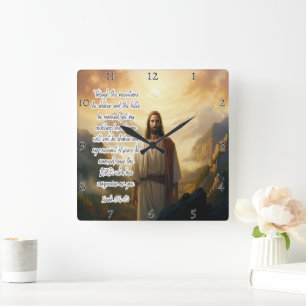 Jesus: Osviktande Kärlek, pakt, fred Fyrkantig Klocka
