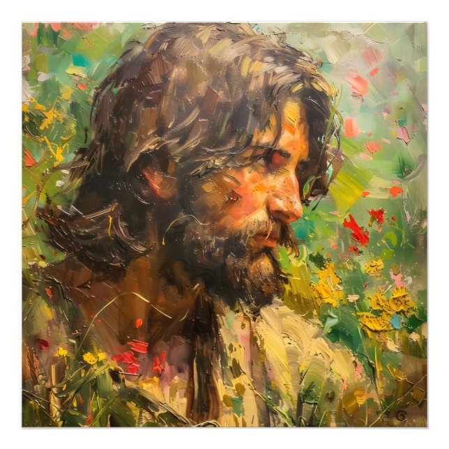 Jesus på ängen fototryck (Framsidan)