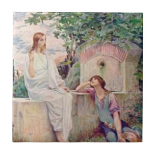Jesus på brunnen kakelplatta