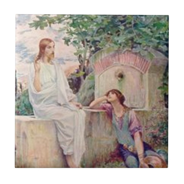 Jesus på brunnen kakelplatta (Framsidan)