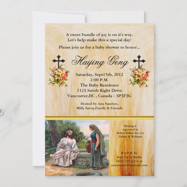 Jesus på den kristna babyskusen inbjudningar (Framsida)