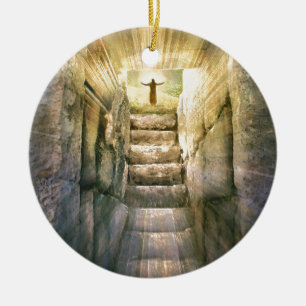 Jesus på den tomma gravpåskuppståndelsen julgransprydnad keramik
