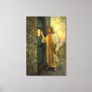 Jesus på din dörrblurdesign canvastryck