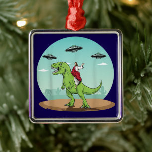 Jesus på Dinosaur UFO:s julprydnad Julgransprydnad Metall