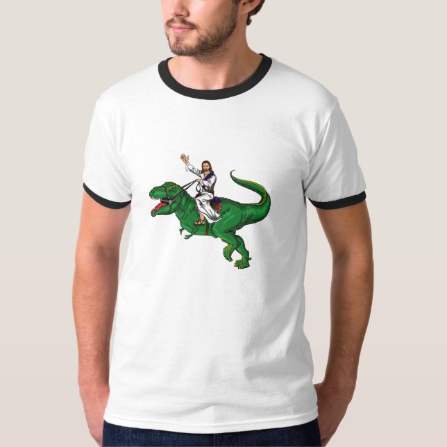 Jesus på en Dinosaur T-shirt (Framsida)