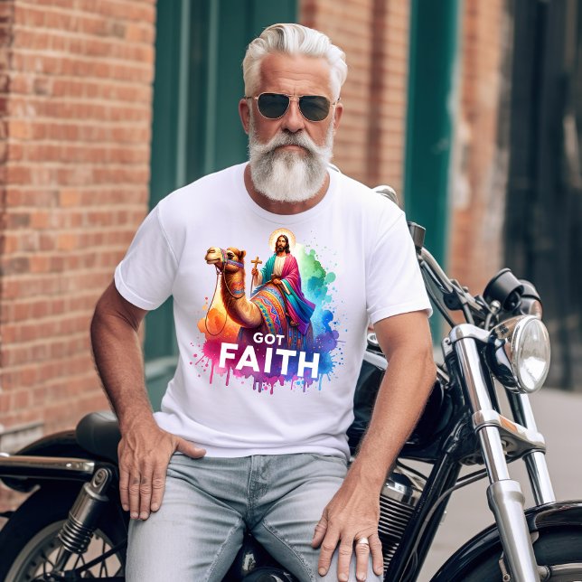 Jesus på en färglös troskamel t shirt (Skapare uppladdad)