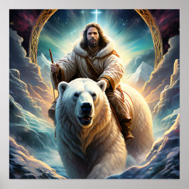 Jesus på en polar björn poster
