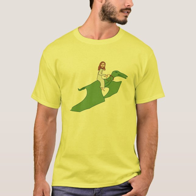 Jesus på en Pterodactyl T-shirt (Framsida)