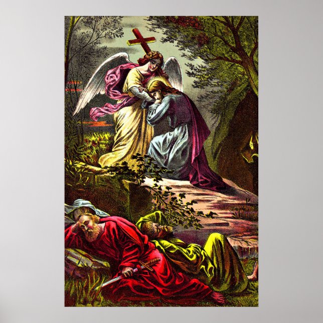 Jesus på Gethsemane som pratar med vinkla Poster (Framsidan)
