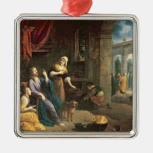 Jesus på hemmet av Martha och Mary Julgransprydnad Metall
