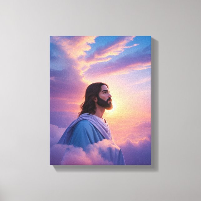 Jesus på Himlar | God eldhärjat Kanvastryck (Framsida)