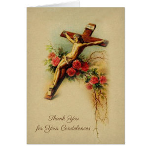 Jesus på katolskt beklagandetack för crucifix hälsningskort