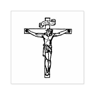 Jesus på Kor Crucifixens Religiösa katolik Stämpel